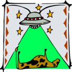 Space Ship & Cow Clip Art