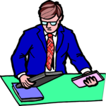 Businessman with Reports Clip Art