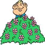 Boy in Flower Bush Clip Art