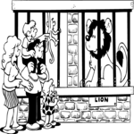 Family at Zoo Cartoon