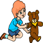 Boy with Teddy Bear Clip Art