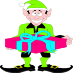 Elf with Gift 1 Clip Art