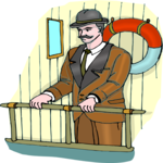 Man on Riverboat Clip Art