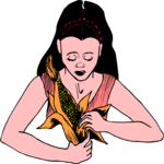 Girl Holding Corn Clip Art