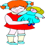 Girl with Doll 08 Clip Art