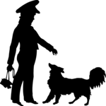 Silhouettes, Boy with Dog Clip Art