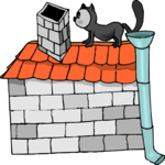 Cat on House Clip Art