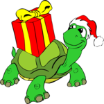 Turtle with Gift Clip Art