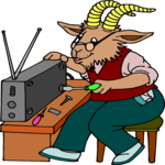 Goat Repairing Radio Clip Art