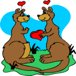 Kangaroos in Love Clip Art