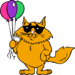 Cat with Balloons Clip Art