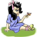 Girl with Butterfly 2 Clip Art
