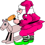 Santa & Rocking Horse Clip Art