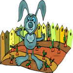 Rabbit in Carrot Garden Clip Art