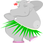 Hippo in Grass Skirt Clip Art