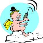 Cherub with Phone Clip Art