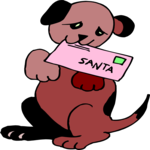 Puppy & Letter to Santa Clip Art