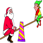 Santa & Elf on Seesaw Clip Art