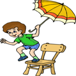 Boy with Umbrella Clip Art