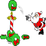Santa Tossing Wreaths Clip Art