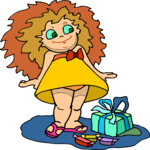Girl with Gifts Clip Art