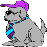 Dog with Hat & Tie Clip Art