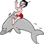 Boy Riding Dolphin Clip Art
