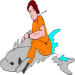 Man Riding Dolphin Clip Art