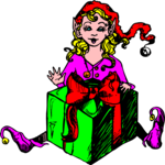 Elf with Gift 9 Clip Art