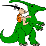 Cave Woman & Dinosaur Clip Art