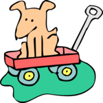 Dog in Wagon Clip Art