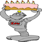 Robot with Cake Clip Art