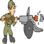 Soldier Cleaning Cannon Clip Art