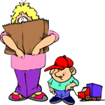 Mother with Groceries Clip Art