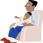 Child with Father in Chair Clip Art