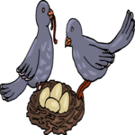 Birds with Worms Clip Art