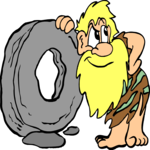 Caveman with Rock Wheel 2 Clip Art
