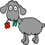 Sheep with Flower Clip Art