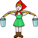 Girl with Pails Clip Art