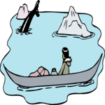 Eskimo Looking at Whale Clip Art