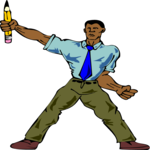 Man Holding Up Pencil