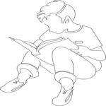 Boy Reading 01 Clip Art