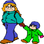 Hiking with Child Clip Art