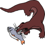 Otter with Fish 2 Clip Art