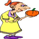 Woman with Pumpkin Clip Art