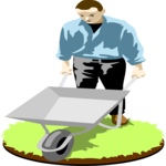 Man with Wheelbarrow Clip Art