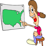 Girl Pointing to Map Clip Art