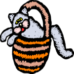 Cat in Basket Clip Art