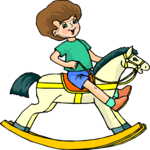 Boy on Rocking Horse Clip Art