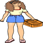 Girl with Picnic Basket Clip Art